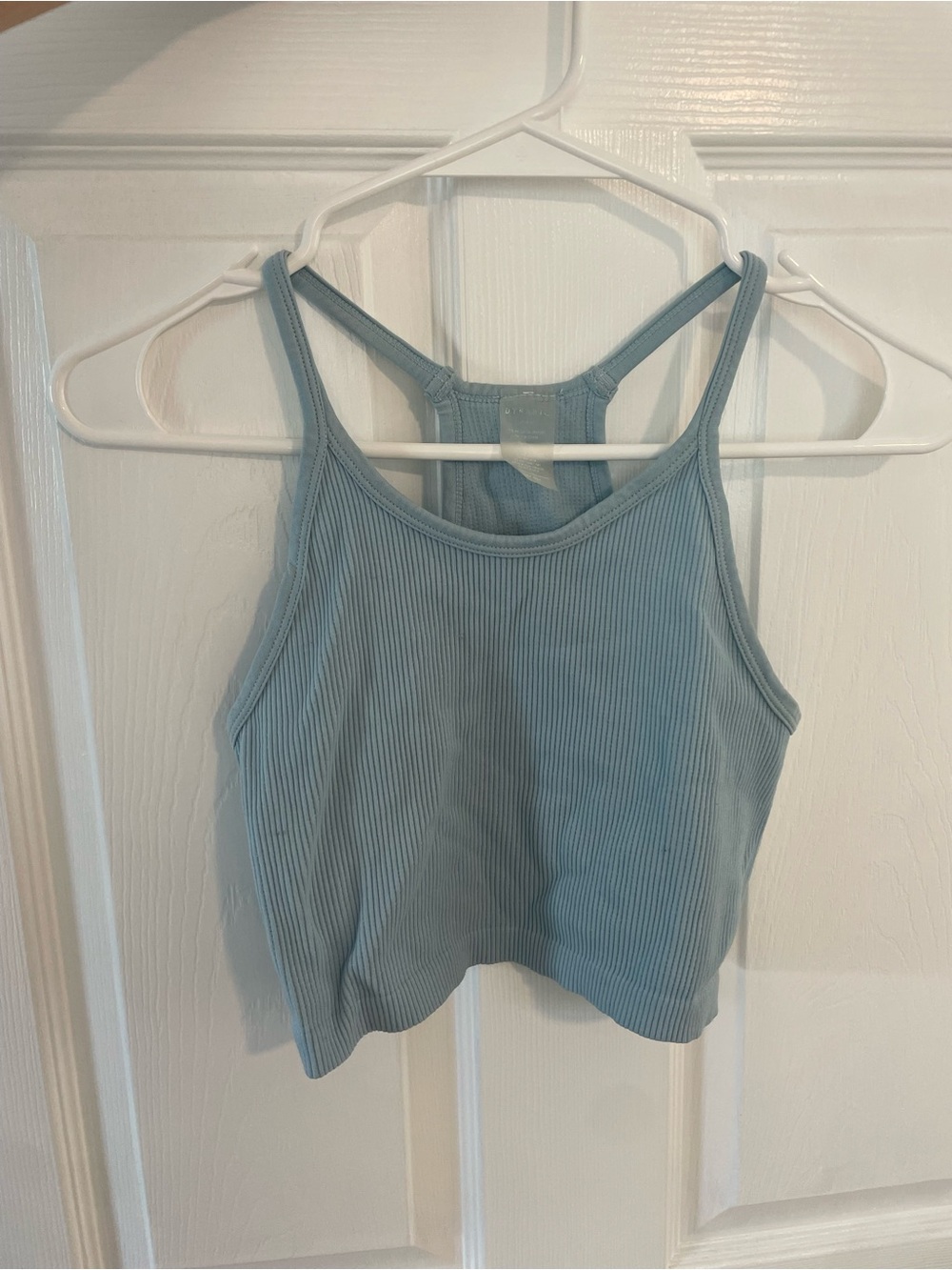 Ribbed Tank Crop Top in Dusty Blue - Women's Casual Camisole